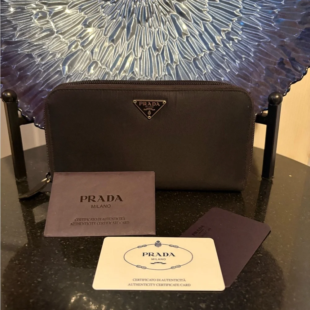 Prada EUC Black Nylon Long Zip Wallet - Picture 2 of 5